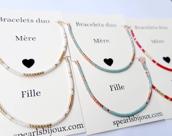 Mother Daughter duo bracelets, miyuki pearl fine cord bracelet, Mother's Day gift idea