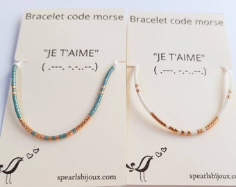 Bracelet code morse " je t'aime" pour femme perles miyuki, idée cadeau mariage invités