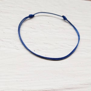 Bracelet cordon fin minimaliste unisexe, bracelet ficelle Bleu foncé/ D. blue