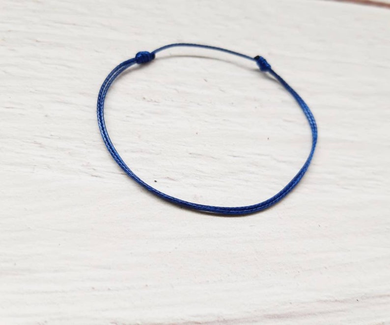 Bracelet cordon fin minimaliste unisexe, bracelet ficelle Bleu foncé/ D. blue