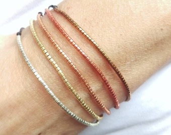 Dainty minimalist bracelet made with miyuki beads and thin cord for woman, man