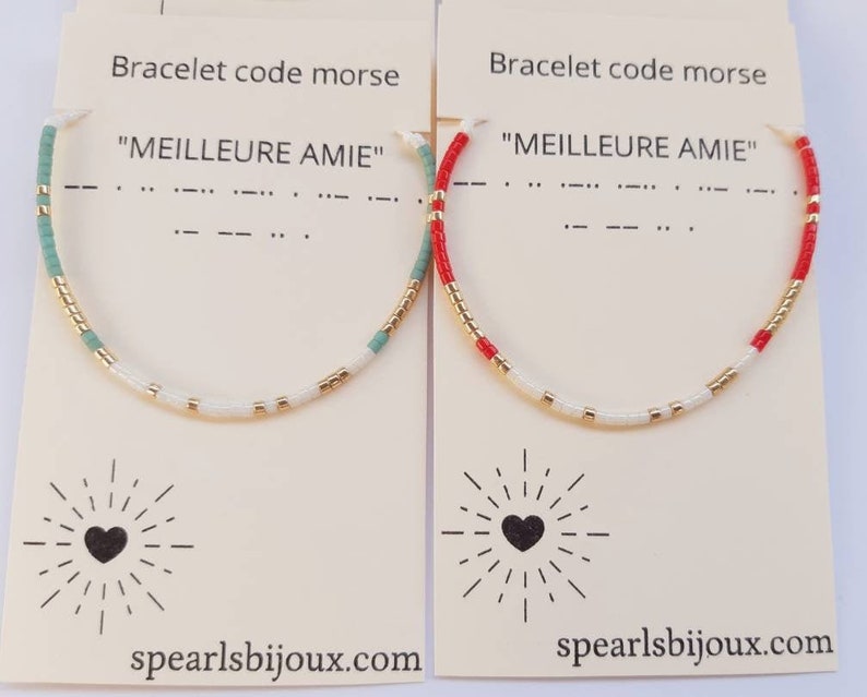 Personalized women's gift idea, friendship bracelet with best friend morse code, handmade bracelet image 1