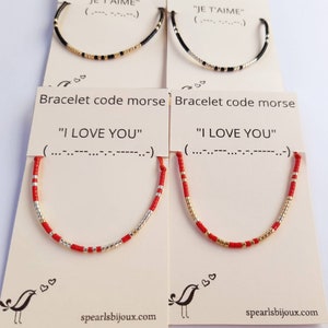 Bracelet code morse je t'aime, bracelet cordon fin pour couple, idée cadeau bracelet prénom image 7