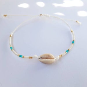 bracelet été femme, bracelet coquillage cauri avec perles, bracelet plage, bijoux estivaux image 6