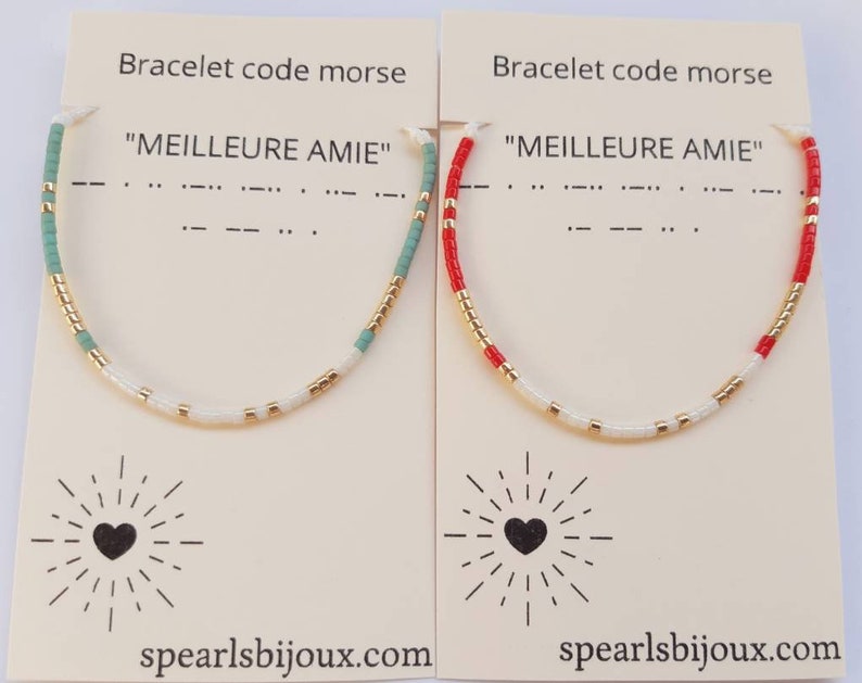 Personalized women's gift idea, friendship bracelet with best friend morse code, handmade bracelet image 7