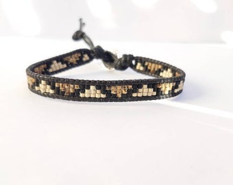 Bracelet bohème marron en perles miyuki pour femme, idée cadeau de Noël