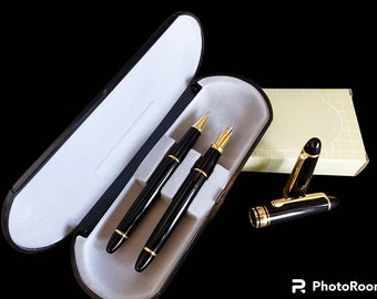 Ensemble de stylos calligraphie signature d'entreprise/Coffret cadeau stylo plume et stylo roller à pointe iridium vintage Allemagne/Stylo plume entrepreneur PDG