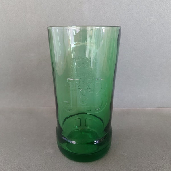 Green Tumbler Glass J&B Whiskey Advertising Glass On The Rocks Home Decor Unique Gifts Collections Retro