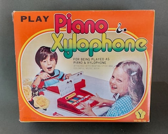 Vintage Toy Piano & Xylophone Musical Toy In Original Box Unique Gifts Retro Collections