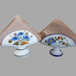 Vintage Hand-Painted Ceramic Napkin Holders - Art Pottery Elegance - Retro Kitchen Accessory and Decor - Home Accents - Novelty Gift for Her