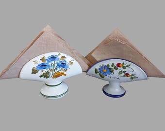 Porta-guardanapos de cerâmica vintage pintados à mão: decoração de cozinha com cerâmica artística
