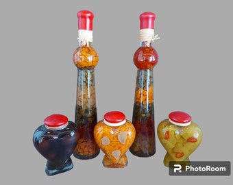 Creative Decorative Heart / Angel Bottles With Infused Vinegar Vegetables & Fruits Vintage Home Kitchen Decor Display Unique Gifts