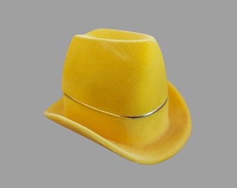 Vintage Cowboy Hat Music Box: Yellow Trinket Jewelry Holder