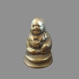 Solid Brass Buddha Statue - Antique Buddhist figurine - Unique Collectible Home Decor Sculpture - Retro Novelty Gift