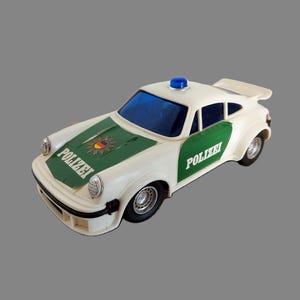 Vintage Roxy Toys Police Car - Friction Driven Polizei Car - Collectible Retro Toy Vehicle -  Porsche Model Car - Nostalgic Home Decor