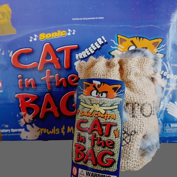 Cat In The Bag Potatoes Sack 90s Vintage Toy - Meows Squeeze Shakes Vibrates - Unique Gifts Home Decor
