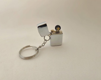 Vintage Mini Lighter - Silver Tone - Collectible Retro Keychain Fluid Lighter - 80s Nos Rare Find -Smocking Accessory - Unique Gift