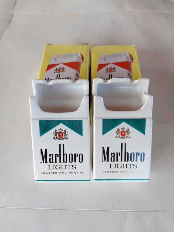 Lot of 2 Marlboro Ceramic Ashtrays Advertising Marlboro Green Etsy