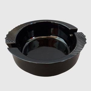 Vintage Black Glass Ashtray - Cigarette Cigar Holder - Collectible Home Decor - Mid Century Modern - Art Glass Retro Design - Gift Idea