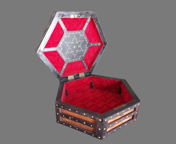 Antique Ebony Jewelry Box: Mother-of-Pearl Inlay,… - image 3