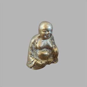 Solid Brass Buddha Statue - Antique Home Decor Sculpture - Miniature Buddhist figurine - Vintage Charm- Unique Collectibles - Novelty Gifts