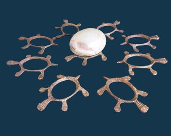 Vintage Gold Ton Schildkröte Eierständer Halter - Wohnkultur Messing Schildkröte Skulptur - Achat, Alabaster, Marmor, Eierständer - Perfekte Geschenkidee
