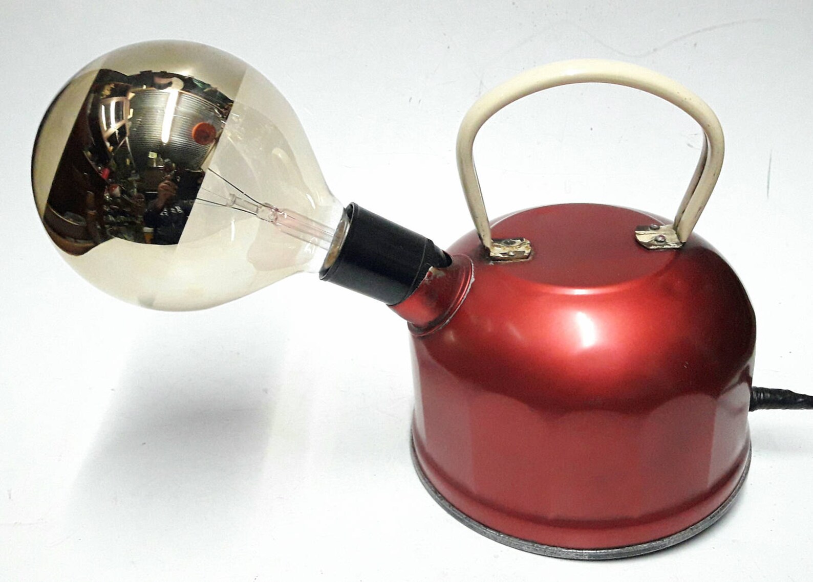 Custom Made Lamp Vintage Red Kettle Lamp With Globe Lamp Bulk Etsy