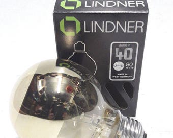 Vintage Lindner Gold Ring Mirrored Globe Light Bulb - West Germany NOS