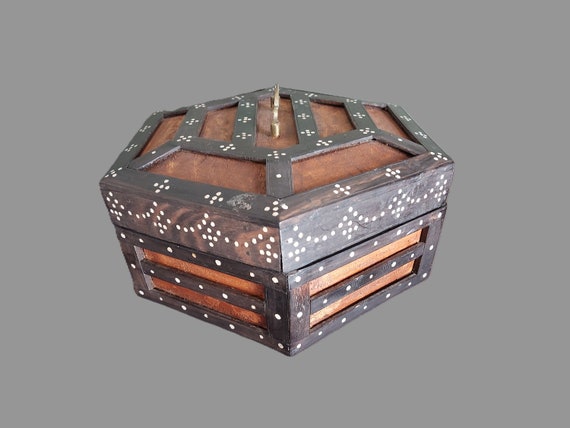 Antique Ebony Jewelry Box: Mother-of-Pearl Inlay,… - image 7