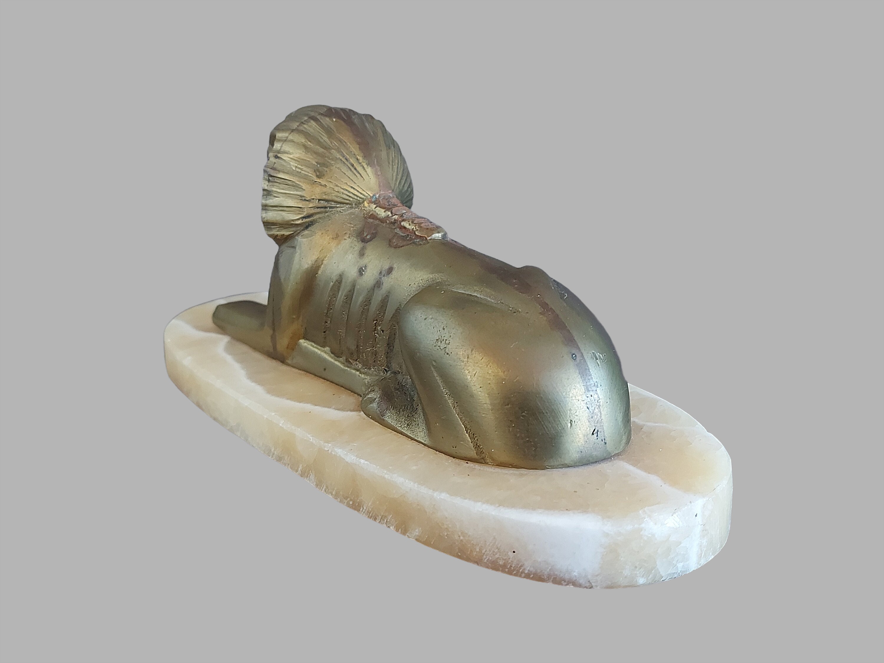 ヴィンテージ真鍮製スフィンクス像：エジプト大理石台座彫刻 - Etsy 日本