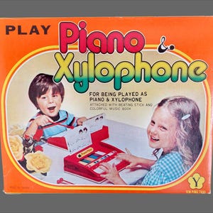 Vintage Piano & Xylophone Musical Toy in Original Box - Kids Music Instrument - Retro Home Decor - Collectors Nostalgia - New Old Stock