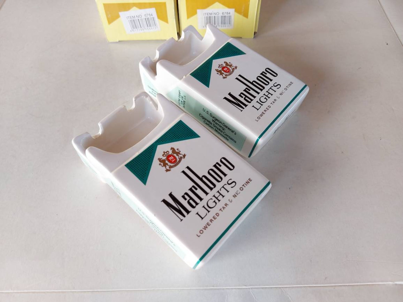 Lot of 2 Marlboro Ceramic Ashtrays Advertising Marlboro Green Etsy