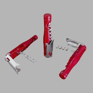 Classic Red Bottle-Shaped Corkscrew - Vintage NOS Wine and Beer Opener - Collectible Barware - Kitchen and Bar Decor - Retro Gift Idea
