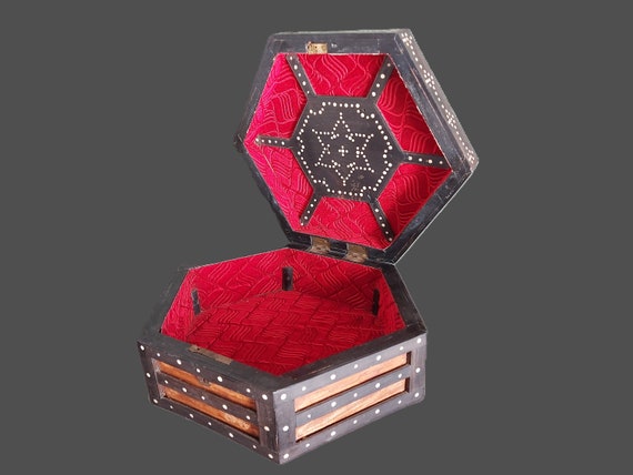 Antique Ebony Jewelry Box: Mother-of-Pearl Inlay,… - image 4