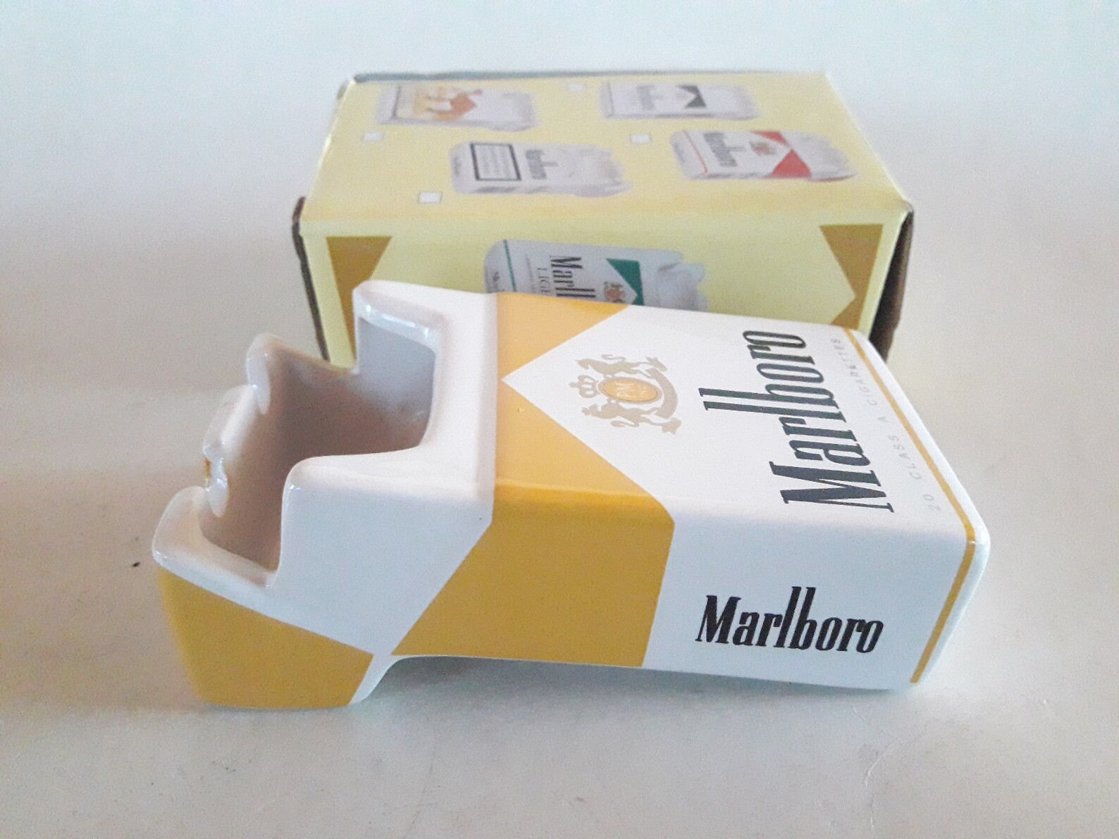 Marlboro Ceramic Ashtray Advertising Marlboro Gold Lights Etsy