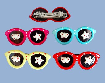 Stylish Pet Grooming Accessories -  Heart and Star Sunglasses Hair Clips For Dogs and Cats -  Puppy Bows Hairpins - Fashion Hair Barrette