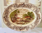 Beautiful Oval Platter Rural Scenes Clarice Cliff A J Wilkinson Ltd Polychrome Brown Transferware