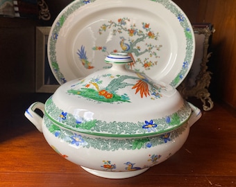 Spectacular Antique Copeland Spode Bermuda Tureen Transferware