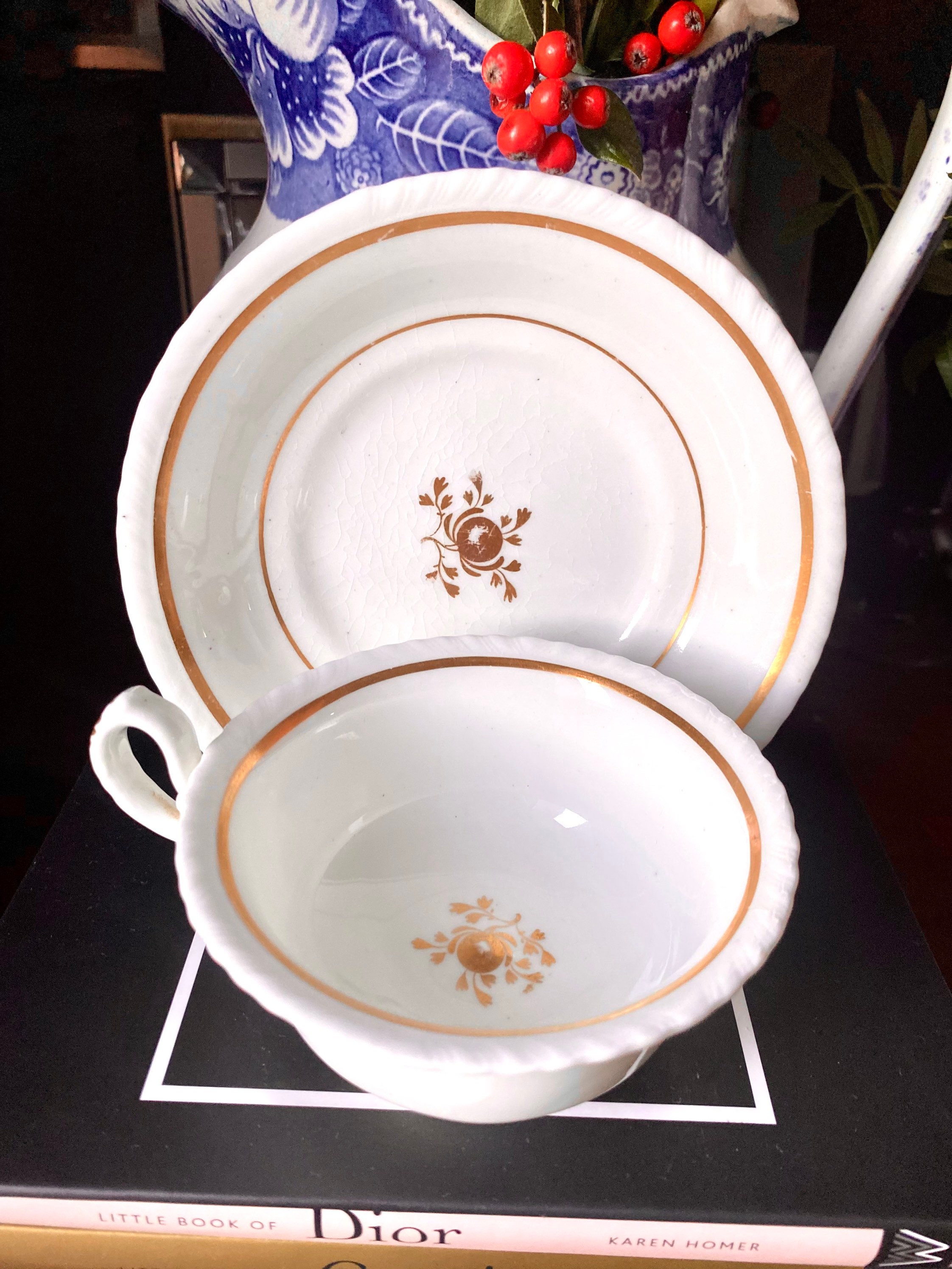 Gorgeous Antique Grainger Worcester Teacup and Saucer C1830