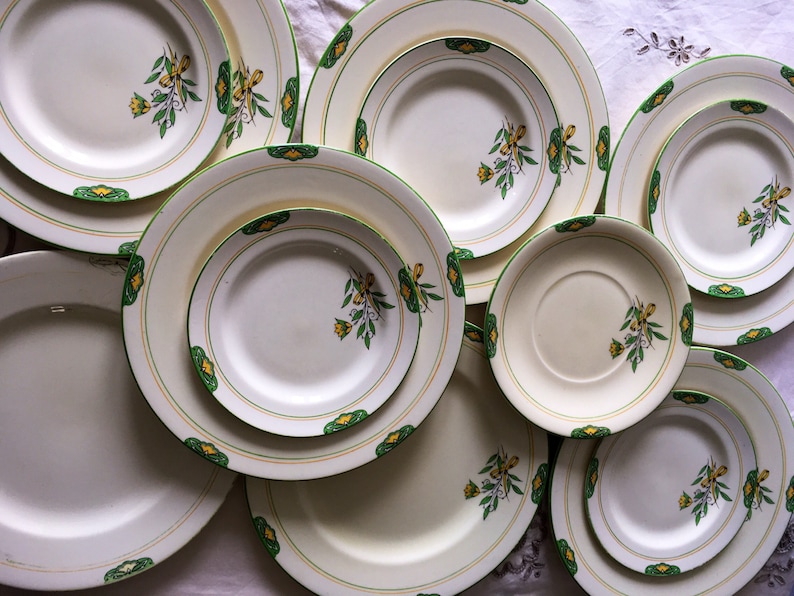 Antique Minton Art Deco Part Plate Set