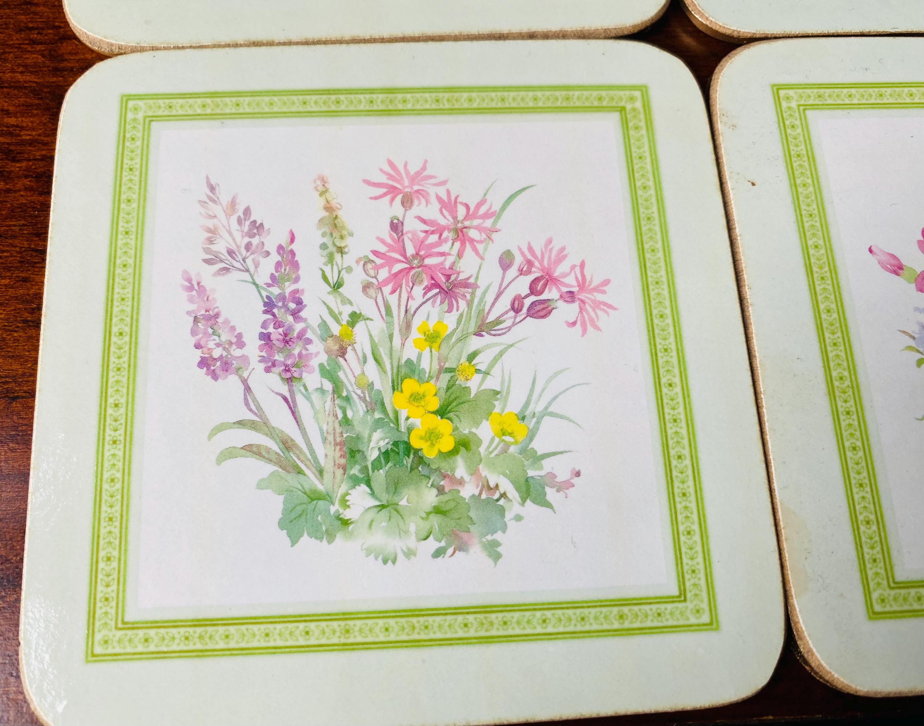 ヴィンテージ メドウフラワー コースター - 6枚セット - イギリス製