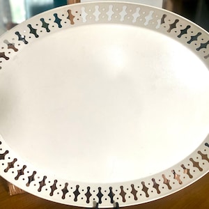 Enamelware Cream Serving Tray: Extra Large, Minimalist Design