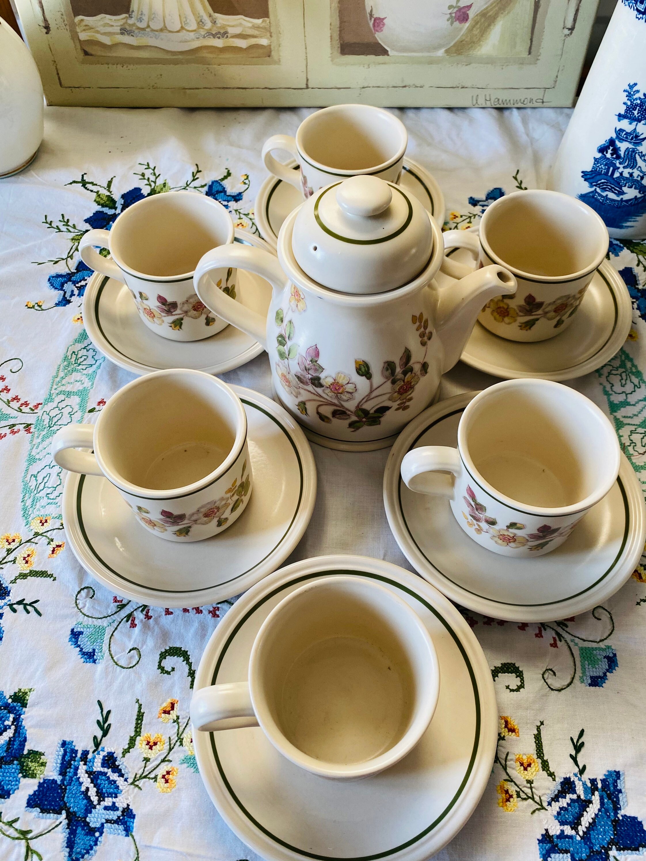 Stunning Vintage Marks & Spencer Autumn Leaves Tea Set Etsy