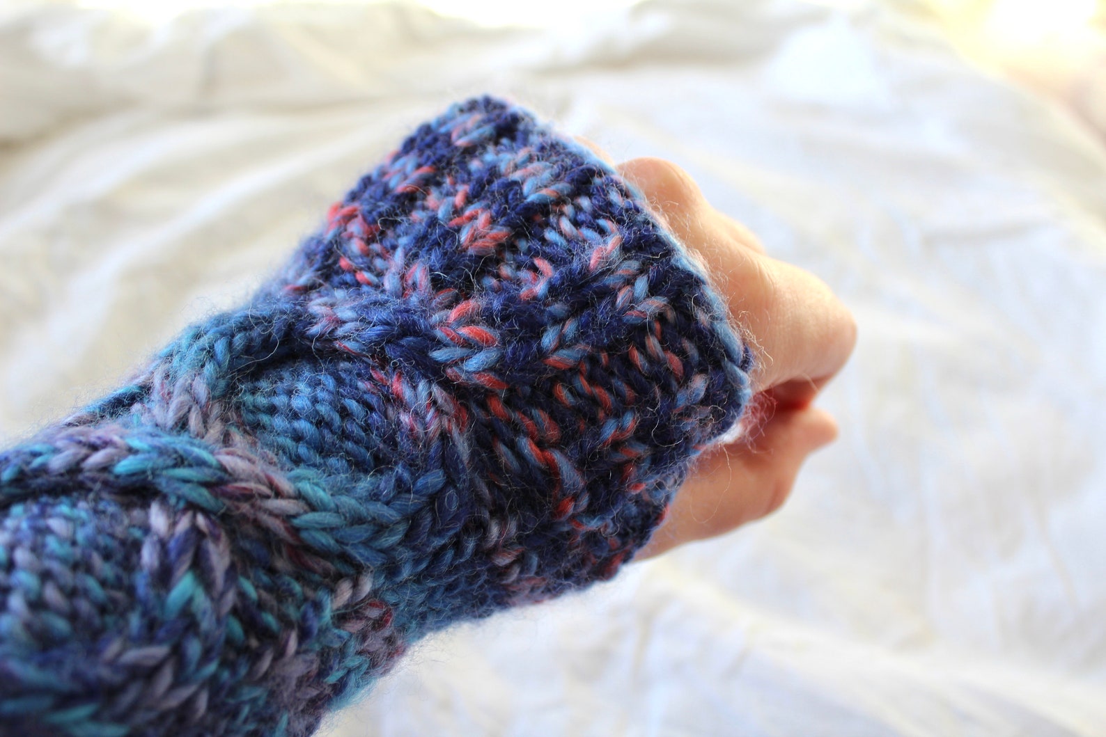 Cable Knit Wrist Warmers Knitted Arm Warmers Speckled Wrist Etsy