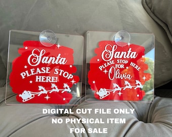 Santa stop here window sign square cut file for vinyl dxf, png, svg