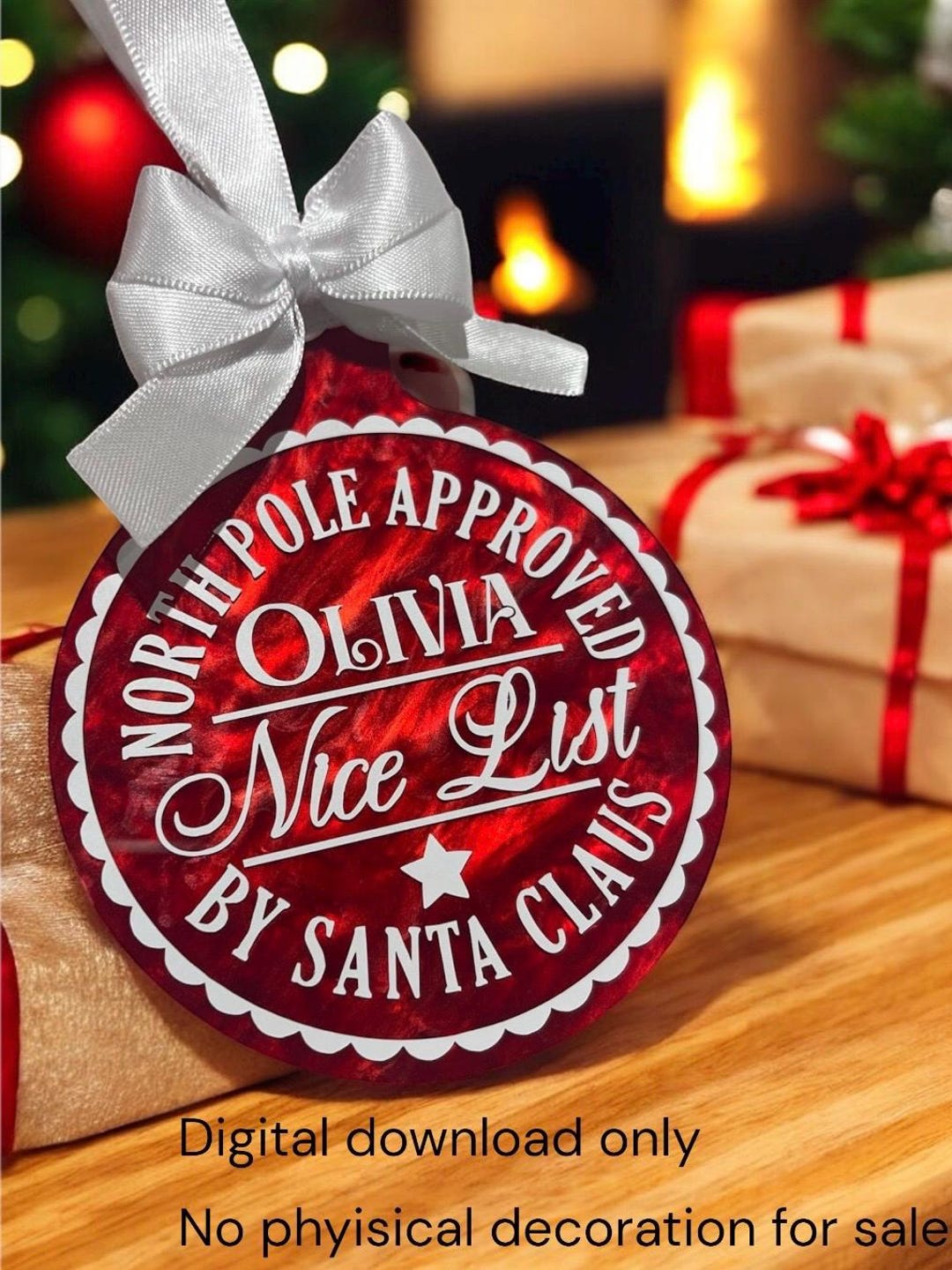 SVG Santas Nice List Medal Christmas Cut File for Flat Acrylic Bauble ...