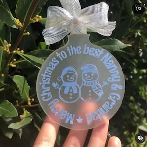 SVG Family Christmas Nanny & Grandad cut file, bauble, ornament, decoration, with name, family name, bauble gift, new baby, first christmas,