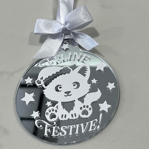 Christmas Cat SVG decoration ornament, Merry Catmas, Feline Festive, Digital Download, Digital Cut File, png, jpeg, dxf, svg