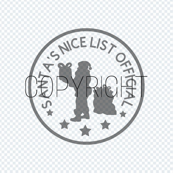 SVG Santas nice list medal Christmas cut file for flat acrylic bauble, digital file, digital download