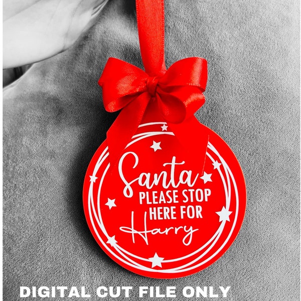 Santa Stop Here bundle Bauble + Window Sign cut file + Border for vinyl cutting digital download SVG, png, jpg, dxf